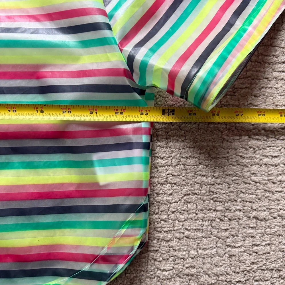 Gap Kids Rain Poncho Kids‎ XXL Multi Stripe Teal Pink Yellow Waterproof Hood Zip